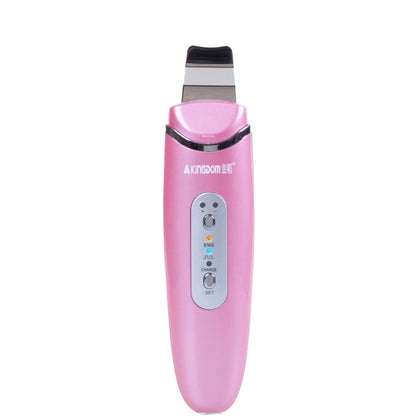 KINGDOM KD-8022 Ultrasonic Skin Scrubber Spatula with Ionic Function for Gentle Peeling and Skin Cleaning(Pink)