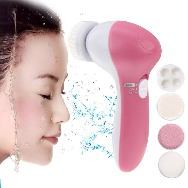 5 in 1 Beauty Care Brush Massager Scrubber Face Skin Care Electric Facial Cleanser