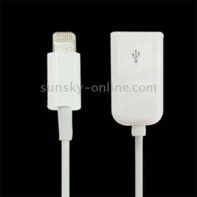 USB Female to 8 Pin Male OTG Cable, For iPad 4 / iPad mini 1 / 2 / 3(White)