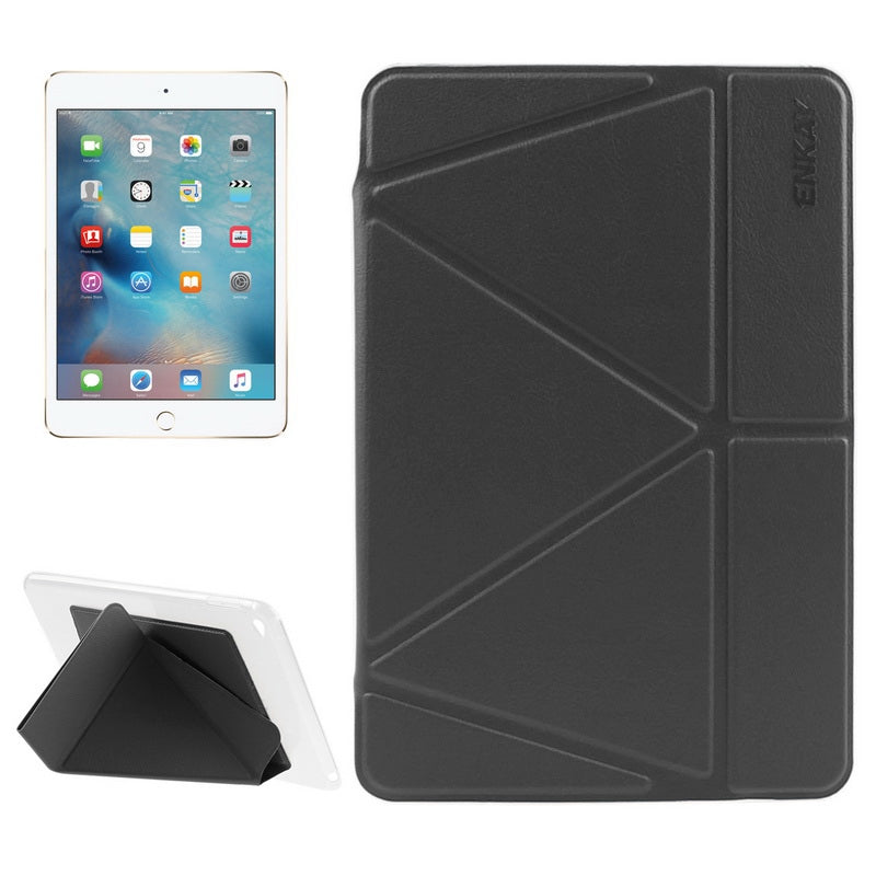 ENKAY Transformers Style Horizontal Flip Smart Leather Case with Holder and Sleep / Wake-up Function for iPad Mini 4(Black)