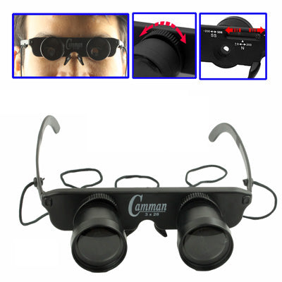 3x28mm Plastic Toy Binoculars with 3 Eyeglasses (Myopia / Hyperopia / Normal Optical)(Black)