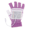 Outdoor Sport Electric Heated Half-Finger & Full-Finger Knitted Gloves for Women(Purple)