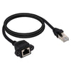 RJ45 Female to Male CAT5E Network Panel Mount Screw Lock Extension Cable, Length: 1.5m(Black)