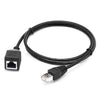 RJ45 Female to Male Cat Network Extension Cable, Length: 1.5m(Black)