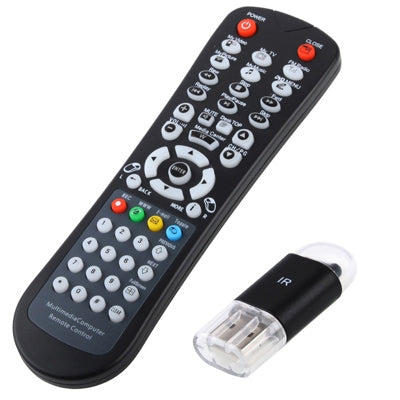 Wireless Multimedia Computer Remote Control with USB Interface Receiver, Working Distance: 10m