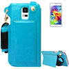 Crazy Horse Texture Touch Screen Vertical Style Universal Case with Lanyard & Earphone Winder for Galaxy S5 & G900 (Blue)