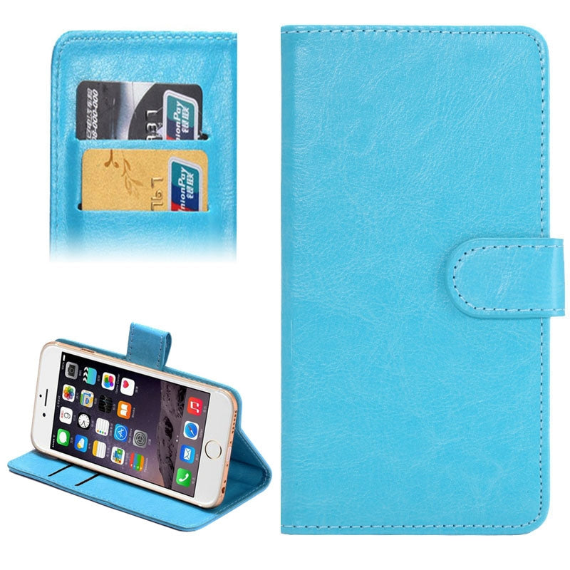 4.3-4.8 Inch Universal Crazy Horse Texture 360 Degree Rotating Carry Case with Holder & Card Slots for iPhone 6 & 6S / Galaxy S4 / S3 / i9500 / i9300(Baby Blue)