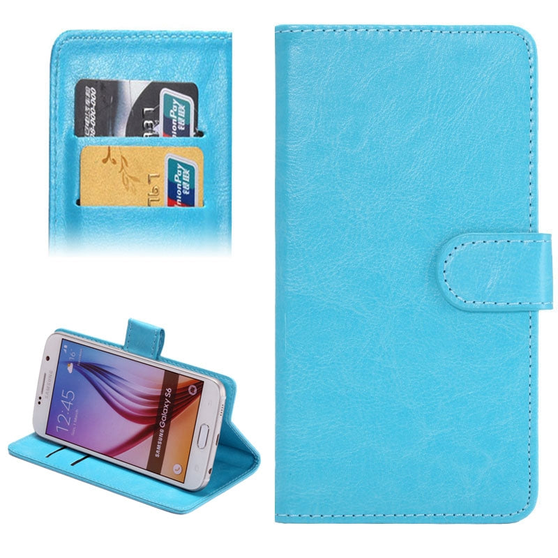 3.8-4.3 Inch Universal Crazy Horse Texture 360 Degree Rotating Carry Case with Holder & Card Slots for Galaxy SII / i9100 / iPhone 4 / 4s / 5 / 5c / 5s(Baby Blue)