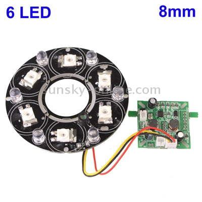 6 LED 8mm Infrared Lamp Board for CCD Camera, IR Distance: 80-100m