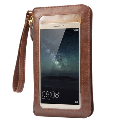 Universal Crazy Horse Texture Touch Screen Wallet Style PU Leather Shoulder Bag for Galaxy Note 8 & Mega 6.3, Huawei Mate 8 / Mate 7, etc. 6.3 inch Below(Coffee)