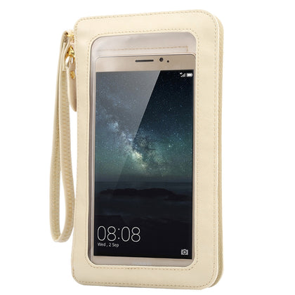 Universal Crazy Horse Texture Touch Screen Wallet Style PU Leather Shoulder Bag for Galaxy Note 8 & Mega 6.3, Huawei Mate 8 / Mate 7, etc. 6.3 inch Below(Beige)