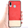 Shockproof Color Matching Denim PC + PU + TPU Case for Galaxy A40 (Black)