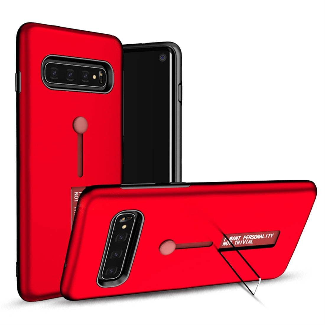 Shockproof Frosted TPU + PC Protective Case for Galaxy S10 Plus, with Holder (Black)