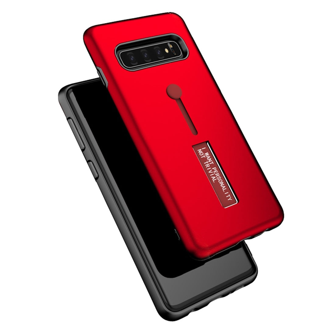 Shockproof Frosted TPU + PC Protective Case for Galaxy S10 Plus, with Holder (Black)