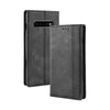 Magnetic Buckle Retro Texture Horizontal Flip Leather Case for Galaxy S10+, with Holder & Card Slots & Wallet (Black)