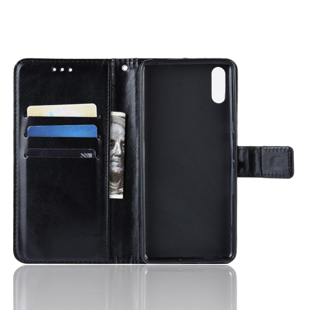 Retro Crazy Horse Texture Horizontal Flip Leather Case for Sony Xperia L3, with Holder & Card Slots & Wallet & Lanyard (Black)