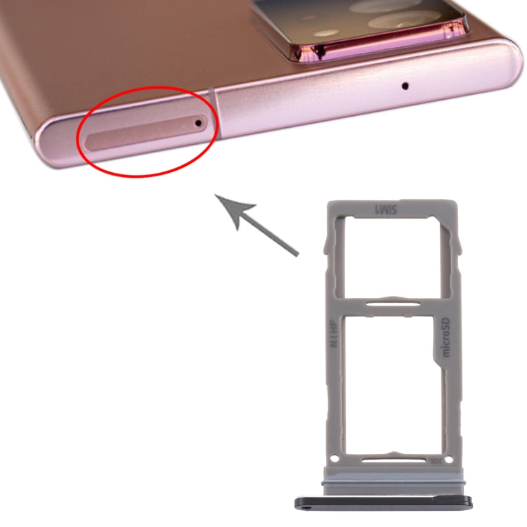SIM Card Tray + Micro SD Card Tray for Samsung Galaxy Note20 Ultra (Black)