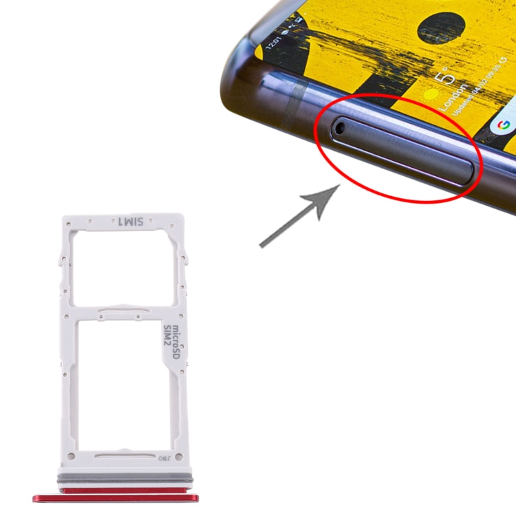 SIM Card Tray + SIM Card Tray / Micro SD Card Tray for Samsung Galaxy Note 10 Lite SM-N770 (Red)