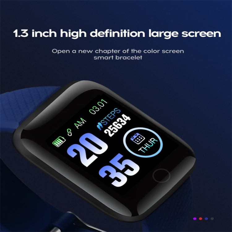 116plus 1.3 inch Color Screen Smart Bracelet IP67 Waterproof, Support Call Reminder/ Heart Rate Monitoring /Blood Pressure Monitoring/ Sleep Monitoring/Excessive Sitting Reminder/Blood Oxygen Monitoring(Blue)
