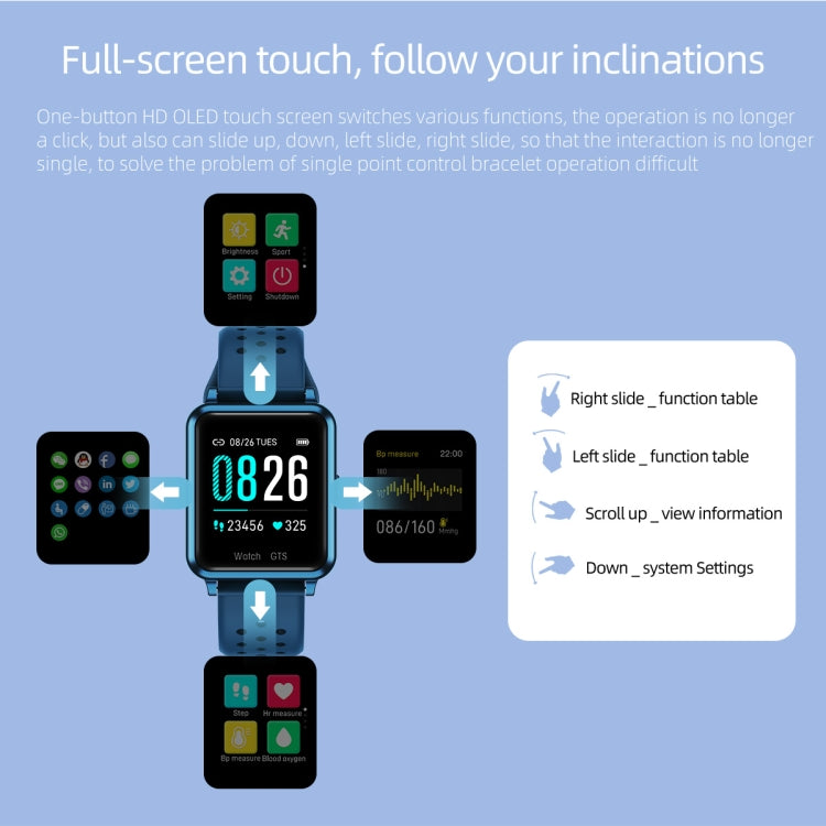 P29 1.3inch IPS Color Screen Smart Watch IP67 Waterproof,Support Temperature Monitoring/Heart Rate Monitoring/Blood Pressure Monitoring/Blood Oxygen Monitoring/Sleep Monitoring(Blue)