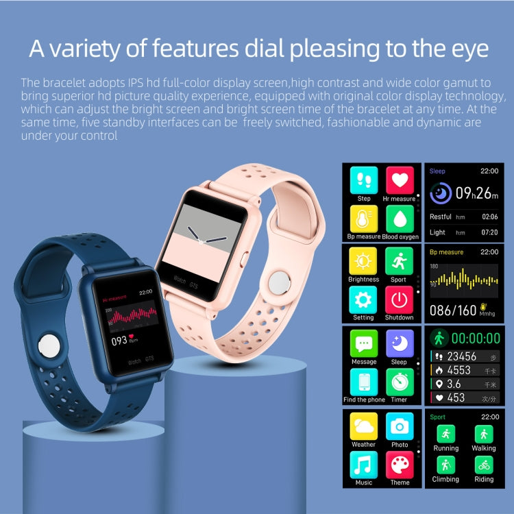 P29 1.3inch IPS Color Screen Smart Watch IP67 Waterproof,Support Temperature Monitoring/Heart Rate Monitoring/Blood Pressure Monitoring/Blood Oxygen Monitoring/Sleep Monitoring(Blue)