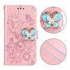 Diamond Encrusted Butterflies Love Flowers Pattern Horizontal Flip Leather Case for Galaxy S10 Plus , with Holder & Card Slots & Wallet & Lanyard(Butterfly Rose Gold)