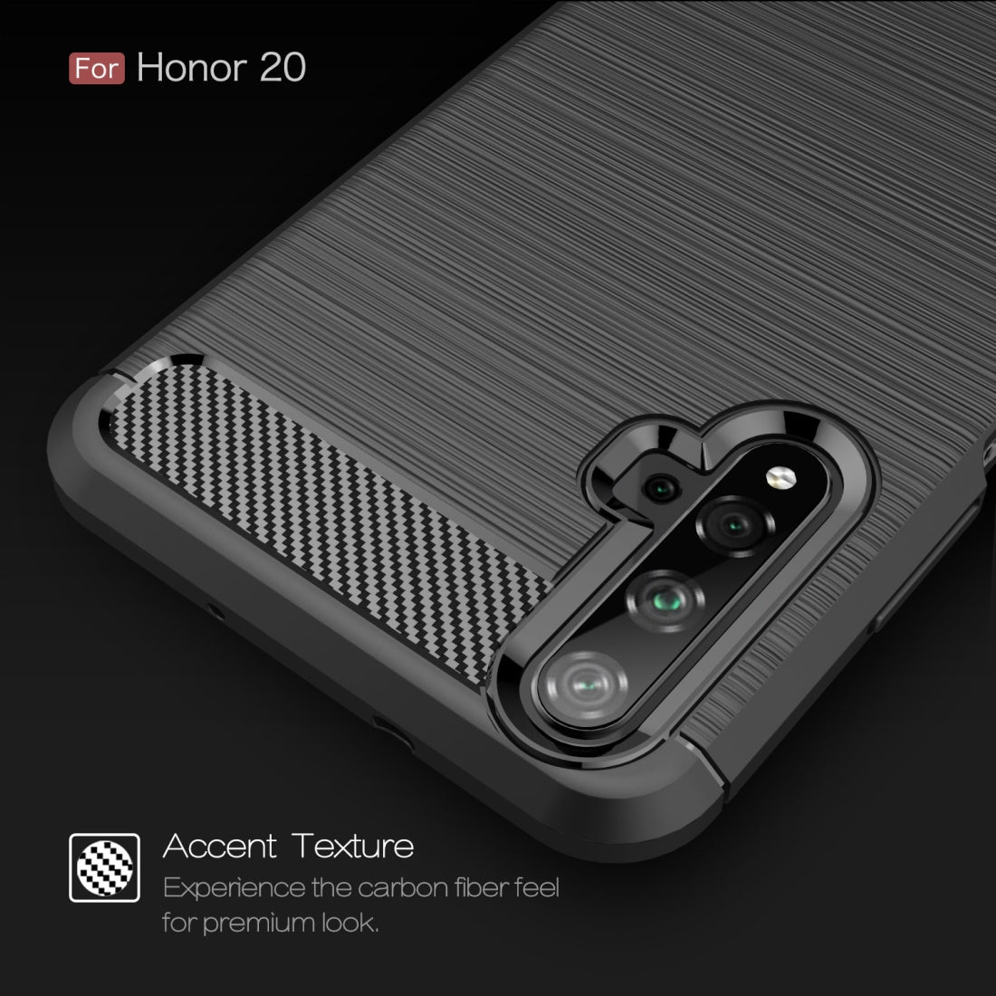 Brushed Texture Carbon Fiber TPU Case for Huawei Honor 20(Black)