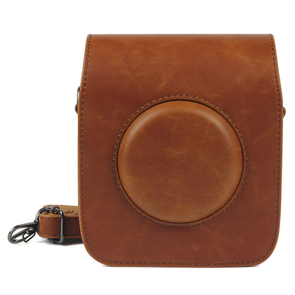Full Body Camera PU Leather Case Bag with Strap for Fujifilm Instax Square SQ20(Brown)