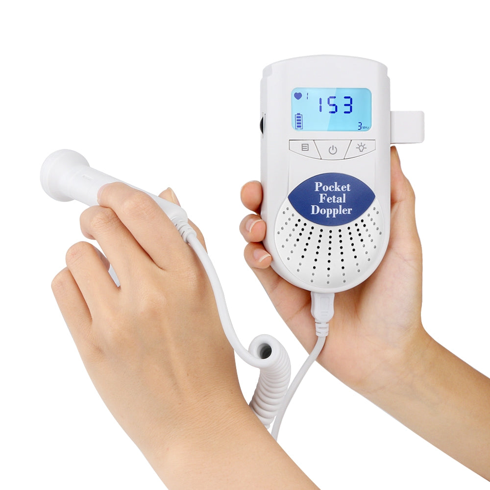 FD-100 Digital Fetal Doppler Ultrasound Sound Baby Heartbeat Detector Monitor LED Digital Prenatal Pocket Fetal Doppler Stethoscop
