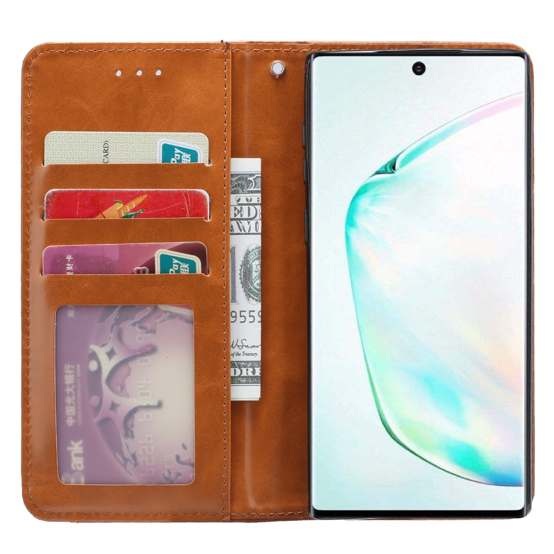 Knead Skin Texture Horizontal Flip Leather Case for Galaxy Note10, with Photo Frame & Holder & Card Slots & Wallet(Brown)