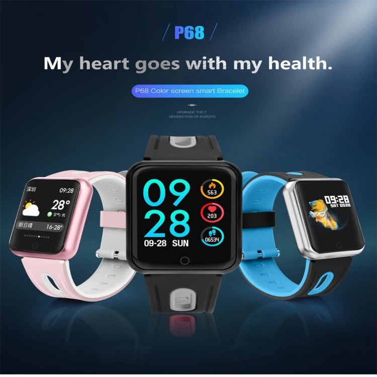 P68 1.3 inch IPS Color Screen Smartwatch IP68 Waterproof,Silicone Watchband,Support Call Reminder/Heart Rate Monitoring/Blood Pressure Monitoring/Sleep Monitoring/Blood Oxygen Monitoring(Red)