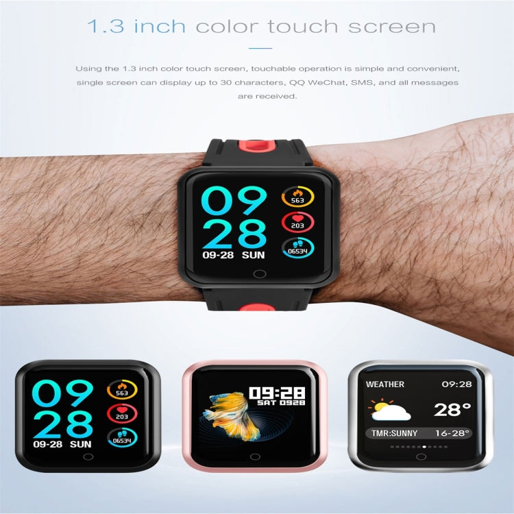 P68 1.3 inch IPS Color Screen Smartwatch IP68 Waterproof,Silicone Watchband,Support Call Reminder/Heart Rate Monitoring/Blood Pressure Monitoring/Sleep Monitoring/Blood Oxygen Monitoring(Red)