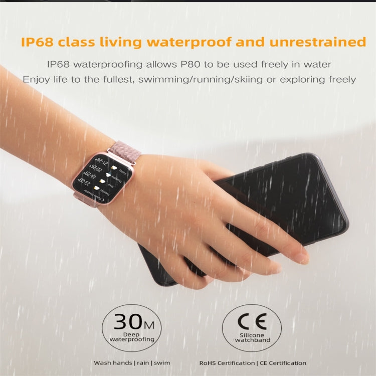 P80 1.3 inch IPS Color Screen Smartwatch IP68 Waterproof,Metal Watchband,Support Call Reminder/Heart Rate Monitoring/Blood Pressure Monitoring/Sleep Monitoring/Sedentary Reminder(Pink)