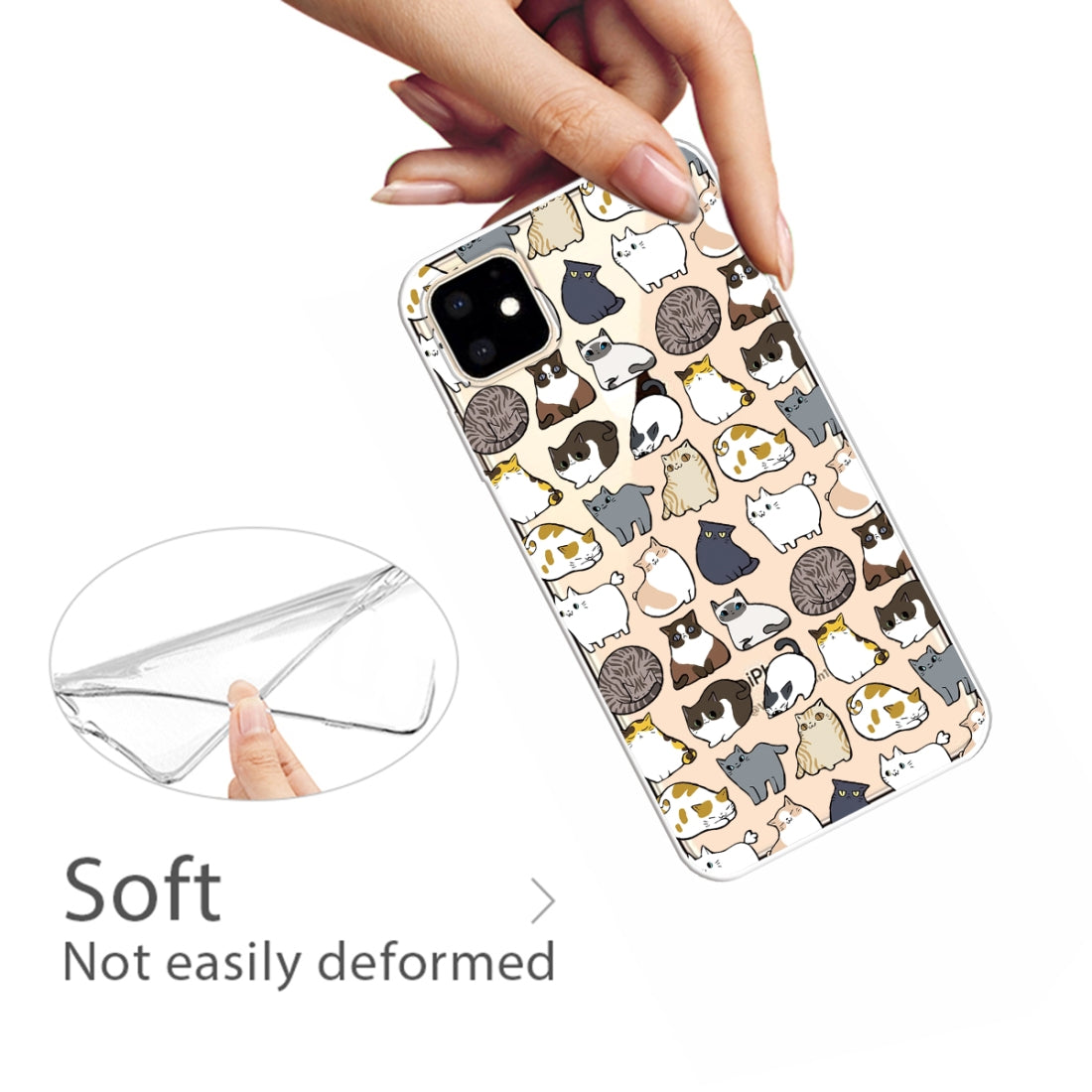 3D Pattern Printing Soft TPU Cell Phone Cover Case For iPhone 11(Minicat)