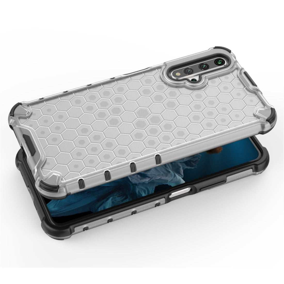 For Huawei Nova 5T Shockproof Honeycomb PC + TPU Case(Grey)