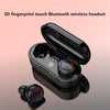 TWS Fingerprint Touch Bluetooth Headset LED Battery Display With Charging Bin(Black)