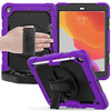 For iPad 10.2    Shockproof Colorful Silica Gel + PC Protective Case with Holder & Shoulder Strap & Hand Strap & Pen Slot(Purple)