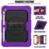 For iPad 10.2    Shockproof Colorful Silica Gel + PC Protective Case with Holder & Shoulder Strap & Hand Strap & Pen Slot(Purple)
