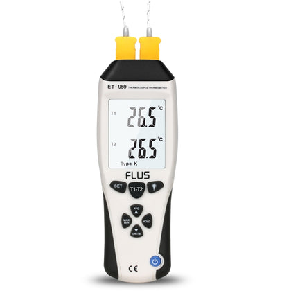 FLUS ET-959 Humidity Type K J Thermometer Handheld Portable Digital Non-contact With Thermocouple Proble Hygrometer Temperature Me