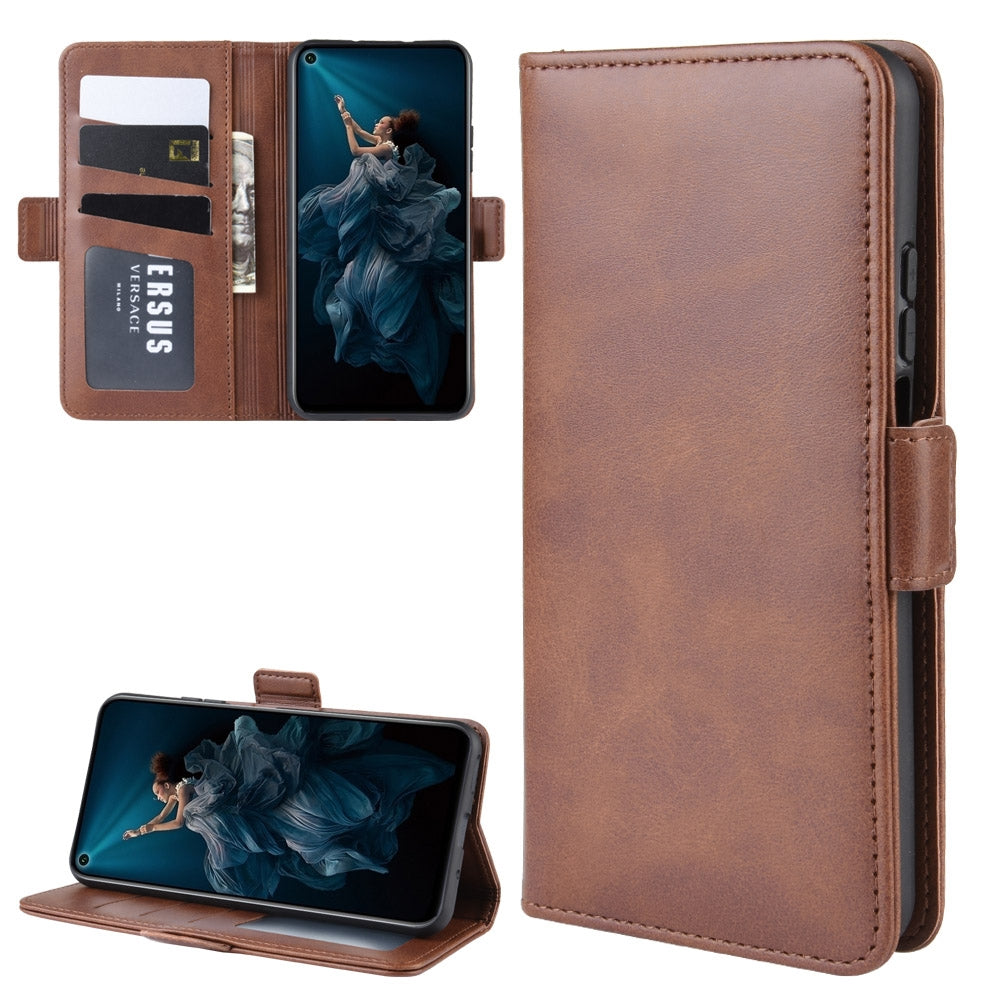 For Huawei Honor 20/Nova 5T Double Buckle Crazy Horse Business Mobile Phone Holster with Card Wallet Bracket Function(Brown)