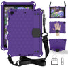 For iPad 10.2 Honeycomb Design EVA + PC Four Corner Shockproof Protective Case with Straps(Purple+Black)