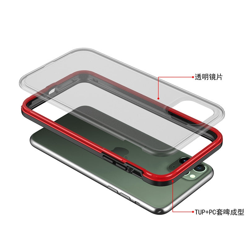 For iPhone 11  TPU+PC Polish Case Drop & Shockproof & Scratch-Resistant(Black+Red)