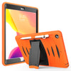 For iPad 10.2 2019     360 Degree Rotation PC + Silicone Protective Case with Holder & Hand-strap(Orange)