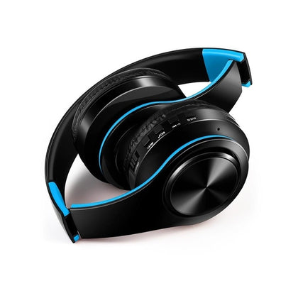 B7 Wireless Bluetooth Headset Foldable Headphone Adjustable Earphones with Microphone(Black Blue)