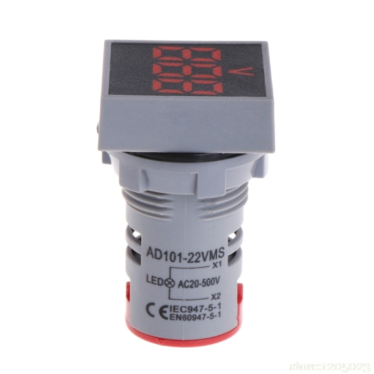AD101-22VMS Mini AC 20-500V Voltmeter Square Panel LED Digital Voltage Meter Indicator(Yellow)