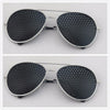 2 PCS Pin-hole Glasses Pin Hole Sunglasses Eye Exercise Eyesight Natural Healing Vision Correction and Improvement(Silver Color Frame)