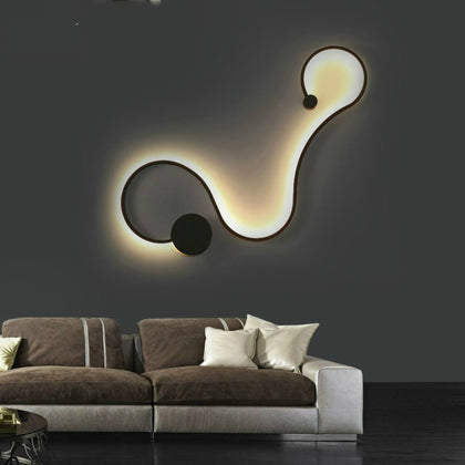 Light Rail Modern Minimalist Living Room Bedroom Bedside Aisle Showroom LED Wall Lamp, Color:White Light(B Black)