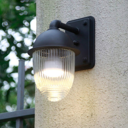 Waterproof Rust-proof Glass Ball Outdoor Wall Lamp Courtyard Exterior Wall Balcony Corridor Light, Specification:Small Size