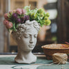 3 PCS  Retro Cement Head Flower Pot Greek Goddess Statue Vase Crafts Decoration(Cement Primary Color Upgrade)
