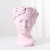 3 PCS  Retro Cement Head Flower Pot Greek Goddess Statue Vase Crafts Decoration(Pink)